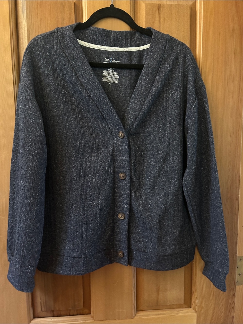 Blue V-Neck Button Cardigan
